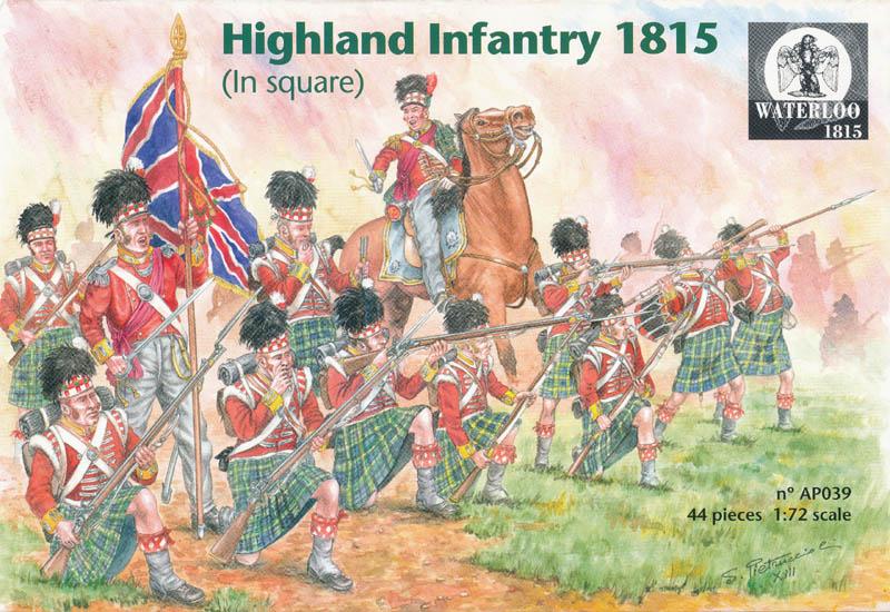 Highland Infantry in Square, 1815-- 41 figures in 11 poses & 3 horses in 1 horse pose #1