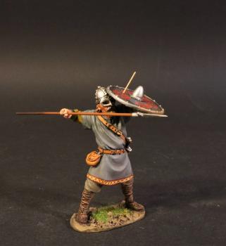 Standing Viking Warrior Defending with spear (red shield with black designs), the Vikings, The Age of Arthur--single figure Standing Viking Warrior Defending with spear (red shield with black designs), the Vikings, The Age of Arthur--single figure #44740