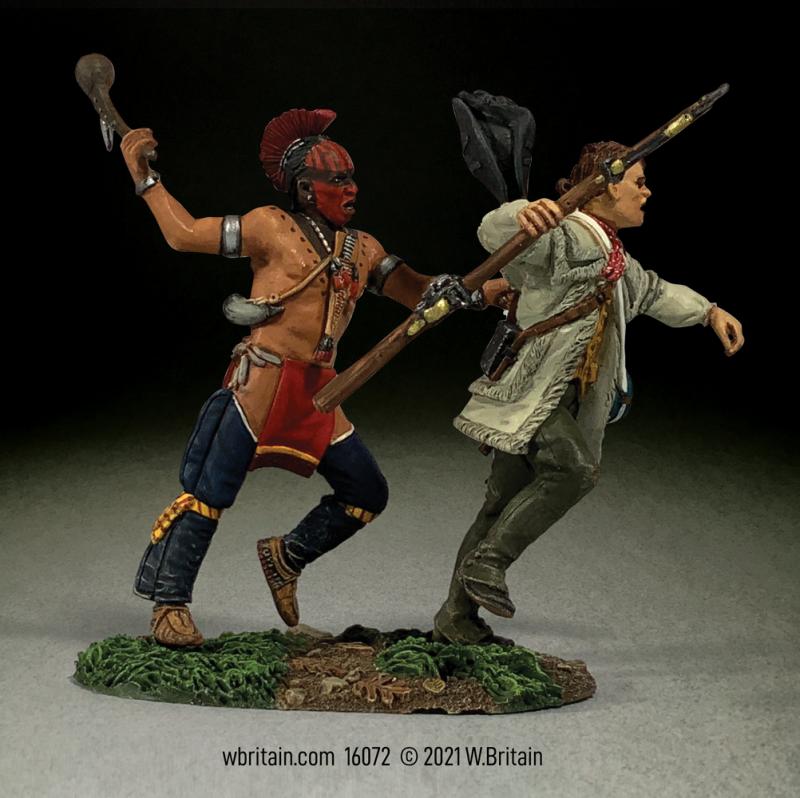 “Finished!”--Woodland Indian Clubbing Continental Line Infantryman in Hunting Shirt--two figures on single base #1