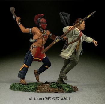 Image of “Finished!”--Woodland Indian Clubbing Continental Line Infantryman in Hunting Shirt--two figures on single base