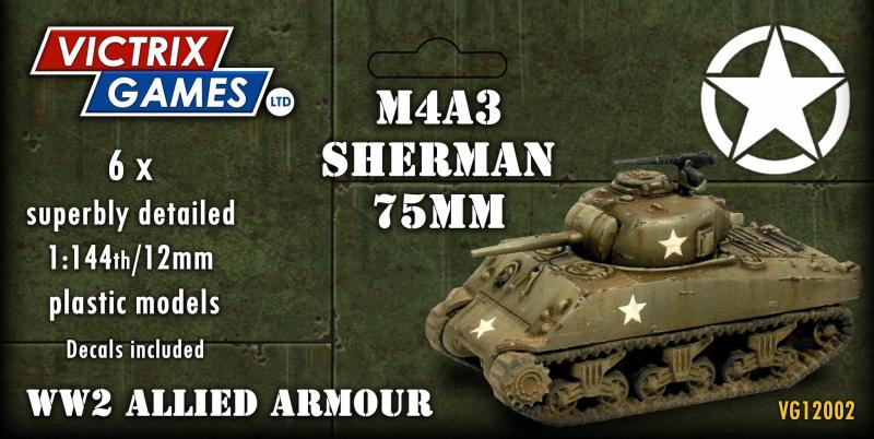 Sherman M4A3 75mm--six 1:144 scale tanks (unpainted plastic kit) #1