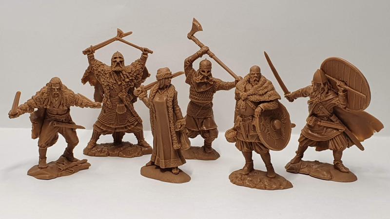 Viking Warriors--6 Figures in six poses (buckskin color) Comes Boxed- -- AWAITING RESTOCK #1