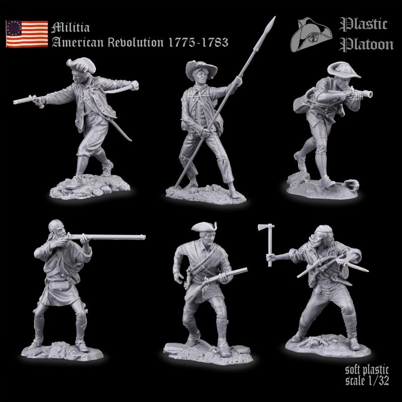 American Revolution American Militia--6 figures in 6 poses--SEVEN IN STOCK. #1