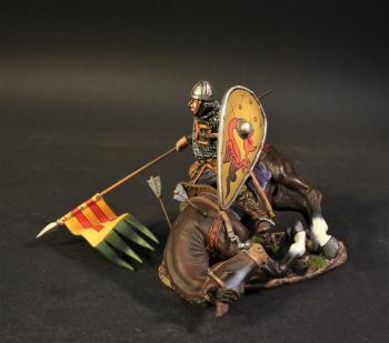 Image of Norman Casualty, The Norman Army, The Age of Arthur--single mounted figure on dying horse figure with spear