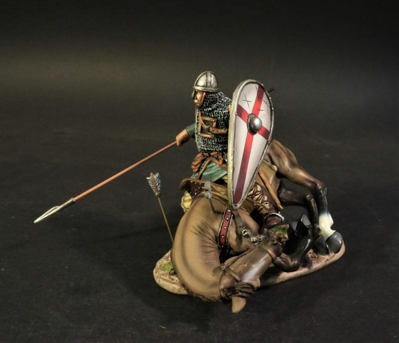Crusader Knight Casualty (Cross on Kite Shield), The Crusades--single mounted figure with spear on wounded horse figure #1