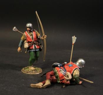Image of Two Lancastrian Archer Casualties, The Retinue of John De Vere, 13th Earl of Oxford, The Battle of Bosworth Field, 1485, The Wars of the Roses, 1455-1487—two figures--RETIRED--LAST TWO!!
