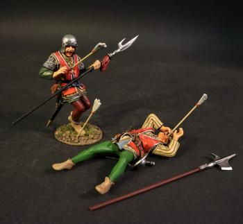 Image of Two Lancastrian Men-At-Arms Casualties, The Retinue of John De Vere, 13th Earl of Oxford, The Battle of Bosworth Field, 1485, The Wars of the Roses, 1455-1487—two figures--RETIRED--LAST ONE!!