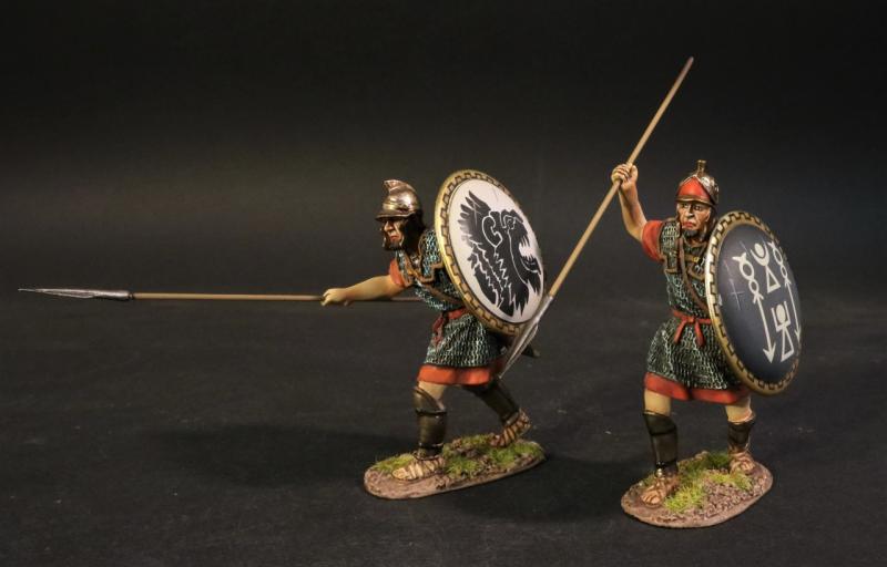 Carthaginian Infantry with Spears (white palm tree on black shield, white palm tree and designs on red shield), The Carthaginians, Armies and Enemies of Ancient Rome--two figures #1