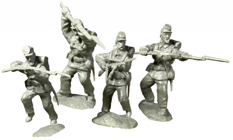 American Civil War Confederates CHARGING -12 Figures in 4 poses with swappable heads - Gray #2