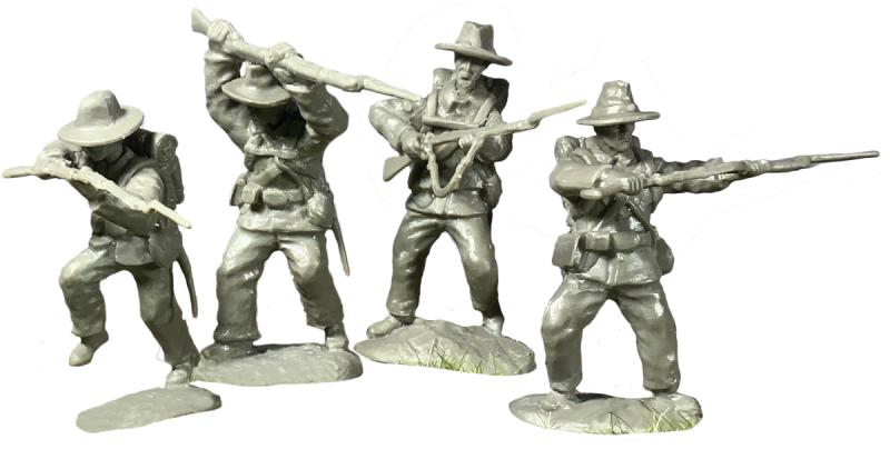 American Civil War Confederates CHARGING -12 Figures in 4 poses with swappable heads - Gray #3