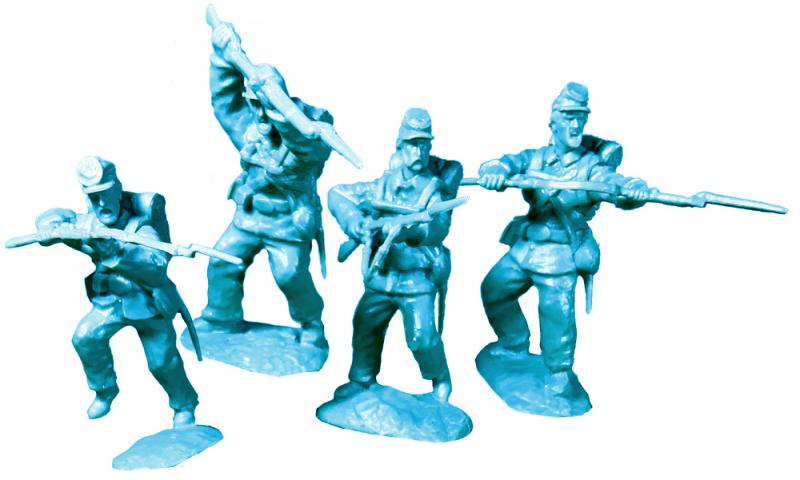 American Civil War Union CHARGING --12 Figures in 4 poses with swappable heads - Lt. Blue #2