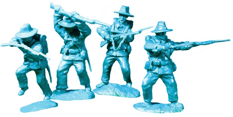 American Civil War Union CHARGING --12 Figures in 4 poses with swappable heads - Lt. Blue #3