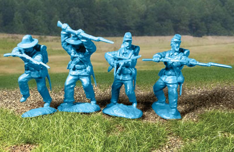 American Civil War Union CHARGING --12 Figures in 4 poses with swappable heads - Lt. Blue #1