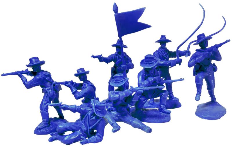 U.S. Cavalry (dismounted) Set#5--16 figures in 8 poses in medium blue  #2