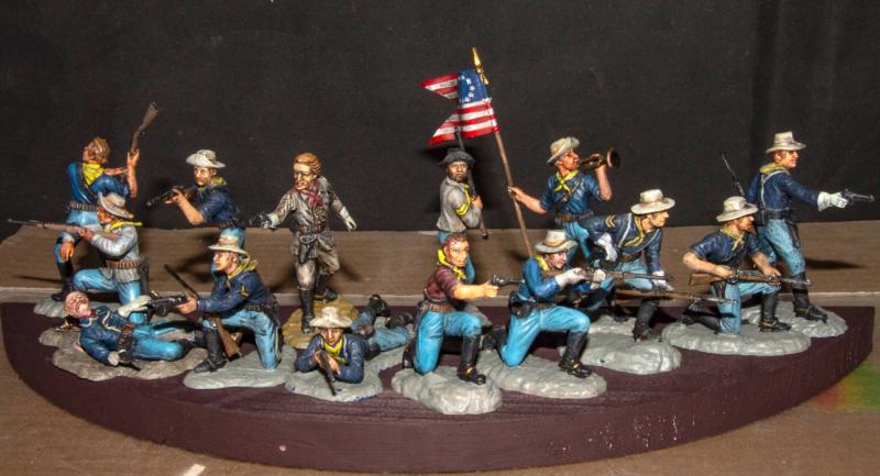 2x 54mm General Custer 7th US Cavalry Flags - Miniature Little Bighorn Last Stand Figures