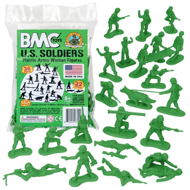 BMC Plastic Army Women (Bright Green)--36 piece Female Soldier Figures in Bright Green #1