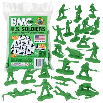 Image of BMC Plastic Army Women (Bright Green)--36 piece Female Soldier Figures in Bright Green