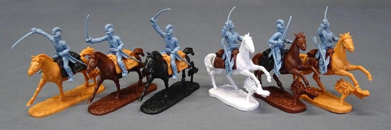 American Revolution Cavalry (Blue)--six mounted figures in six poses and six horse figures #1
