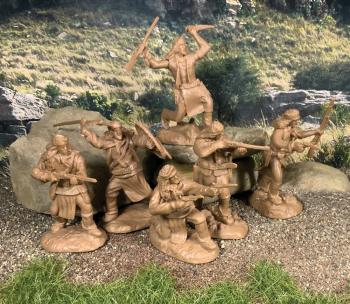 Image of Apaches Set #2--12 Figures in 6 poses (Buckskin) 