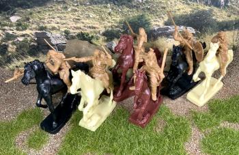 Image of Mounted Apaches (set #3) Buckskin (formerly PS005FUB-WS)--six mounted plastic figures -- AWAITING RESTOCK!