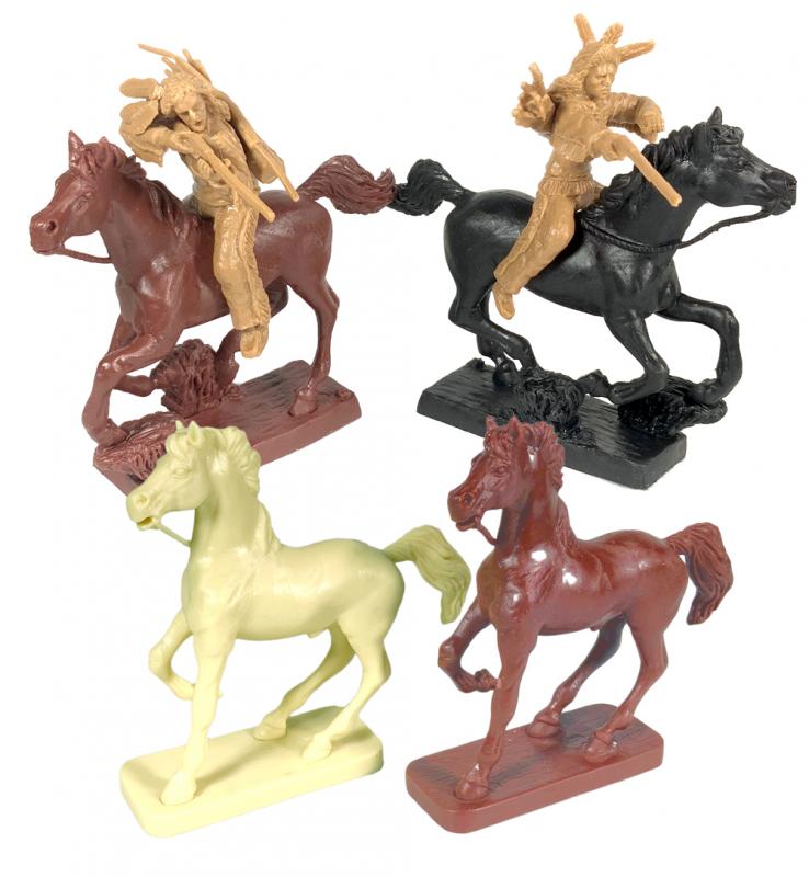Sioux (Plains) Indians--twelve plastic figures (Buckskin) in six poses and four TSSD horses #2