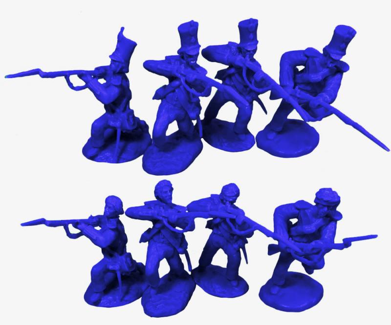 Alamo Mexican Cavalry and Infantry set (#3) -12 Figures, 4 Horses (Dark Blue) #2