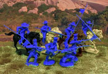 Alamo Mexican Cavalry and Infantry set (#3)--12 Figures, 4 Horses (Dark Blue) RETIRED--LAST ONE!!! Alamo Mexican Cavalry and Infantry set (#3)--12 Figures, 4 Horses (Dark Blue) RETIRED--LAST ONE!!! #39933