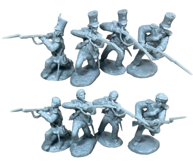 Alamo Mexican Cavalry and Infantry set (#3)--12 Figures, 4 Horses (Powder Blue) #2