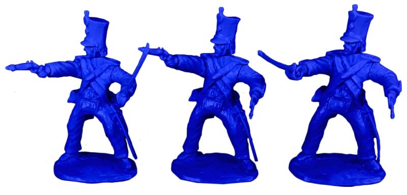 Alamo Mexican Regulars Set #2--12 figures in 4 poses with Swivel and swappable Heads & Hands and two ladders--Dark Blue. #3