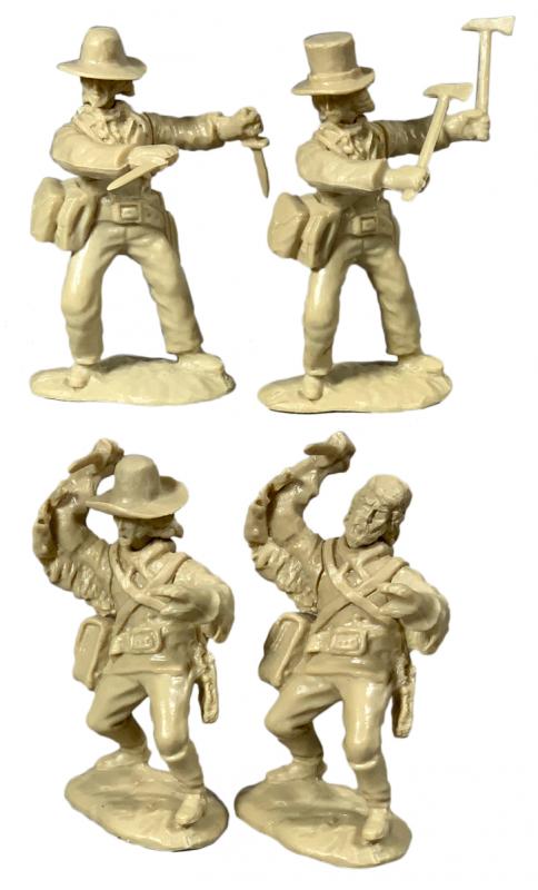 Alamo Defenders #1--16 in 4 poses, Grey & Tan with plug in parts #3