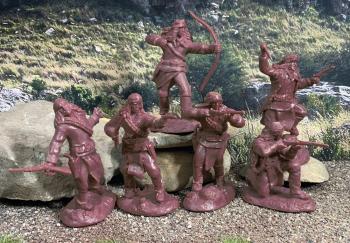 Image of Apaches Set #1--12 Figures in 6 poses (Red Brown) 