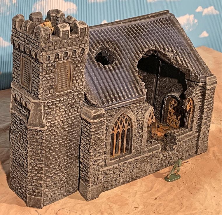 Stone Church - Battle Damaged (grey stone w/Blue roof)  #3