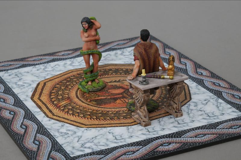 Mark Antony Meets the Snake Charmer--two figures, table, sword, & golden Sphinx (Mat not included)--RETIRED. LAST ONE!  #2