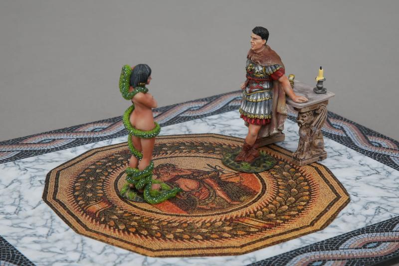 Mark Antony Meets the Snake Charmer--two figures, table, sword, & golden Sphinx (Mat not included)--RETIRED. LAST ONE!  #5