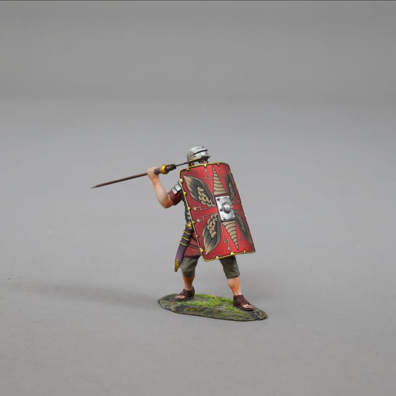 Legionnaire Launching Pilum (Red shield)--single Roman Legionnaire figure #2