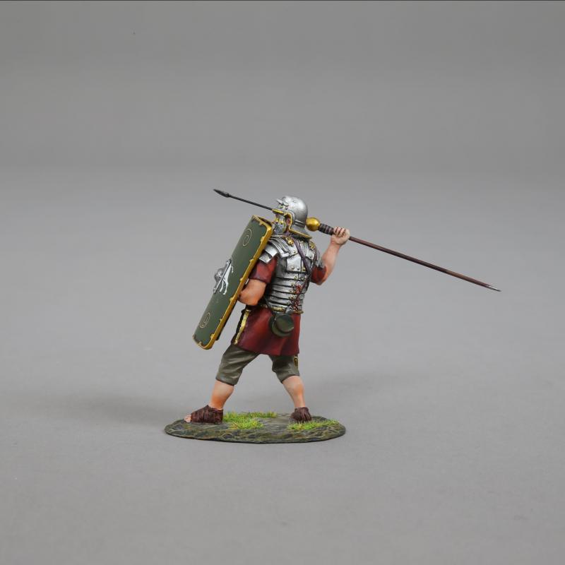 Legionnaire Launching Pilum (green shield with white boar)--single Roman Legionnaire figure--RETIRED--LAST ONE!! #2