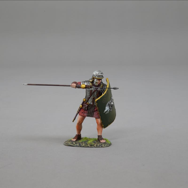Legionnaire Preparing to Lunge with Pilum (green shield with white boar)--single Roman Legionnaire figure--RETIRED--LAST ONE!! #3