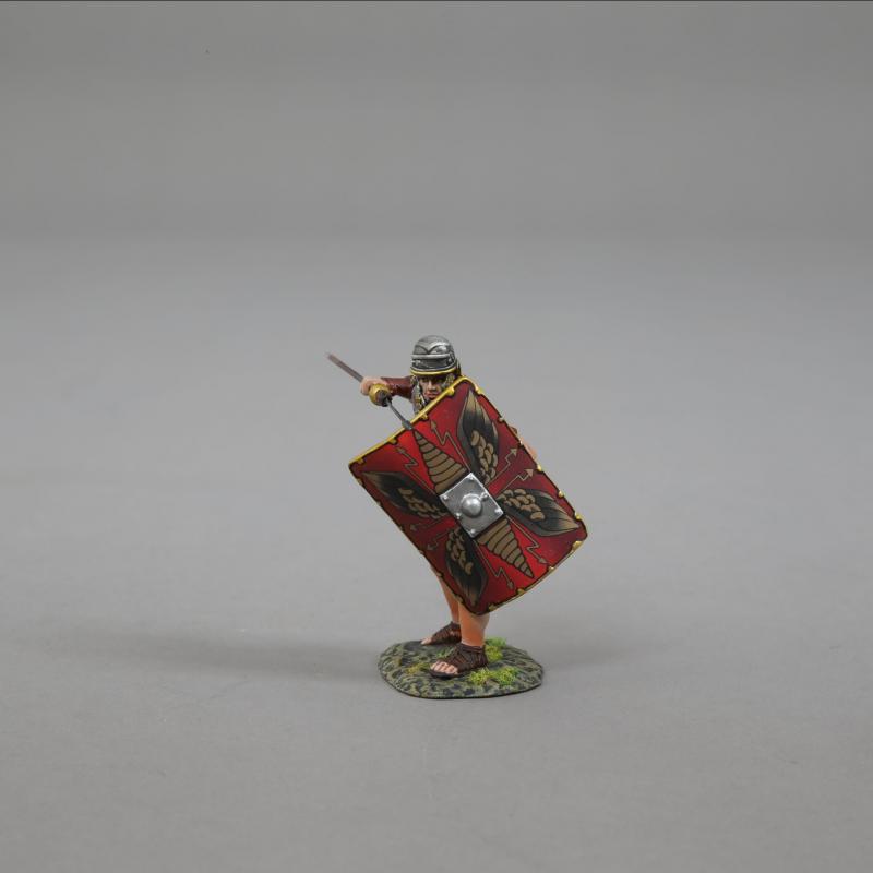 Legionnaire Preparing to Lunge with Pilum (red shield)--single Roman Legionnaire figure #1