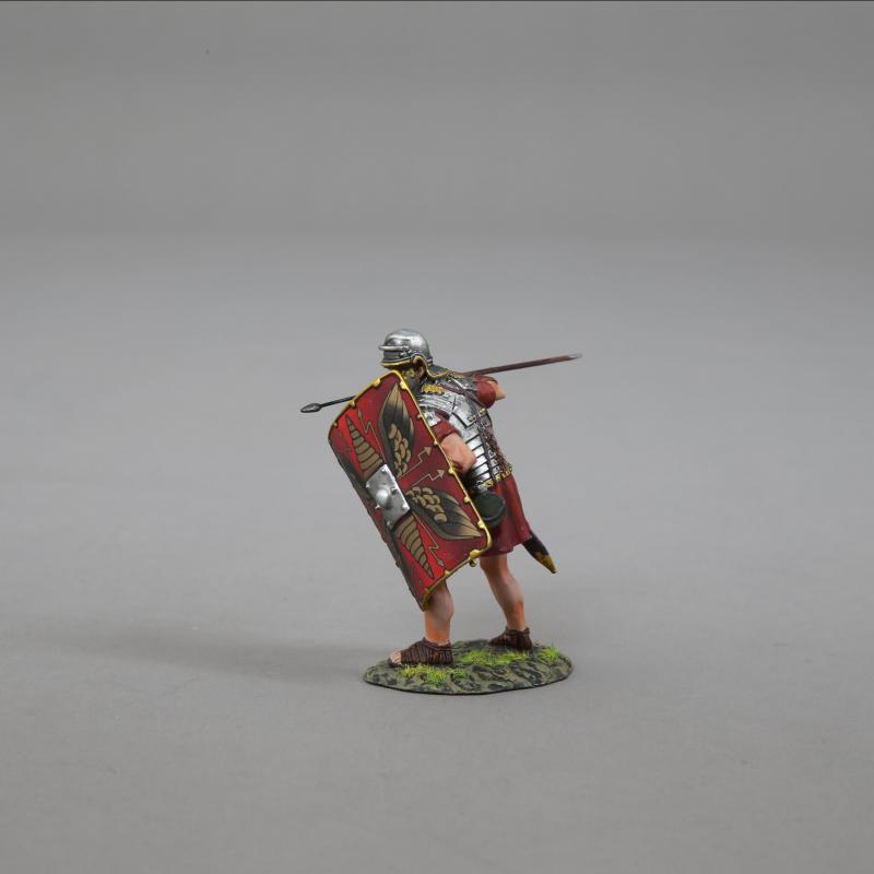 Legionnaire Preparing to Lunge with Pilum (red shield)--single Roman Legionnaire figure #2