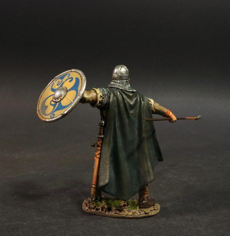 Standing Viking Warrior thrusting spear (yellow shield with blue patterns), the Vikings, The Age of Arthur--single figure #1