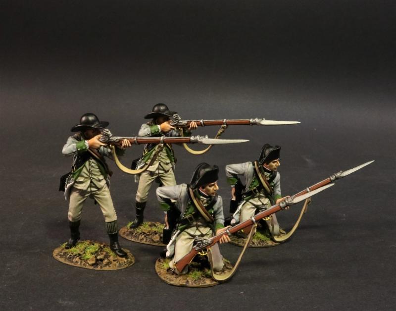 Four Line Infantry (2 standing firing, 2 kneeling loading), the 3rd New York Regiment, Continental Army, Drums Along the Mohawk--four figures #1