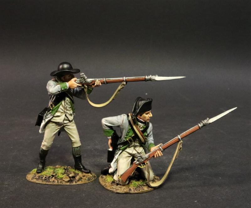 Two Line Infantry (standing firing, kneeling loading), the 3rd New York Regiment, Continental Army, Drums Along the Mohawk--two figures #1