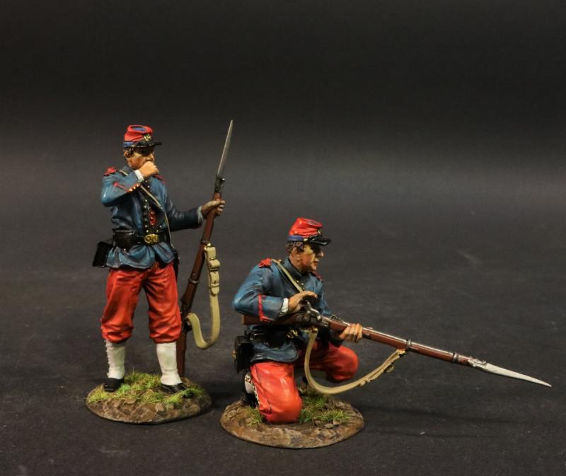 Two Line Infantry (standing biting cartridge, kneeling loading), The 14th Regiment New York State Militia, The First Battle of Bull Run, 1861, The ACW--two figures #1
