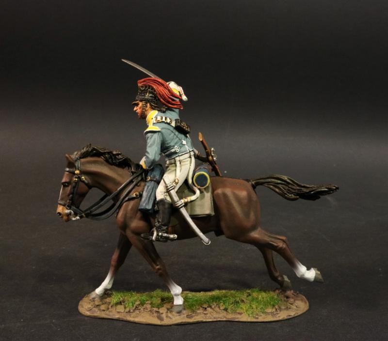 Light Dragoon (sword horizontal to the right), 19th Regiment of Light Dragoons, The Battle of Assaye, 1803, Wellington in India--single mounted figure #1