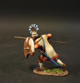 Image of Trojan Warrior (tan tunic, white and brown shield), Troy and Her Allies, The Trojan War--single figure with spear--RETIRED--LAST TWO!!