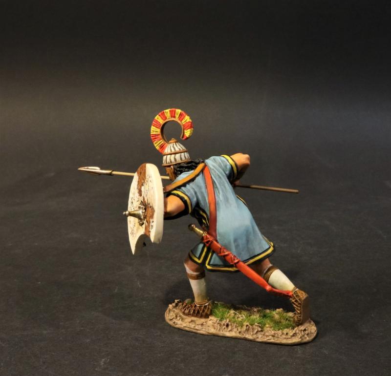 Trojan Warrior (blue tunic, white and brown shield), Troy and Her Allies, The Trojan War--single figure with spear #1