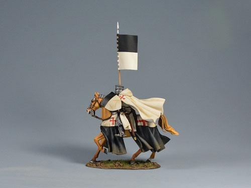 Knights Templar Flagbearer--Single Medieval Mounted Figure #1