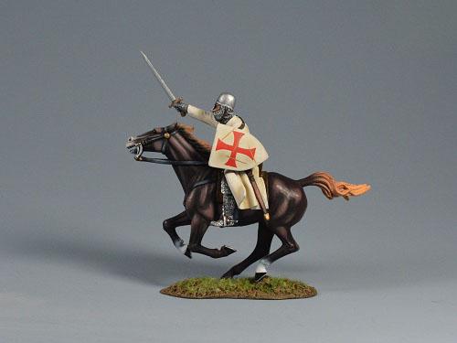 Knights Templar Charging with Sabre--Single Medieval Mounted Figure #1