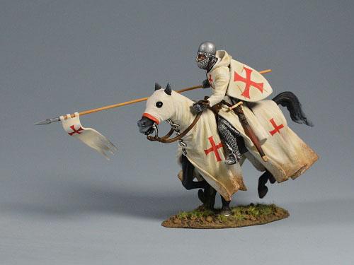 Knights Templar Advancing Forward on Horseback--Single Medieval Mounted Figure #1