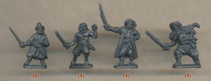 Barbarian Pirates--48 unpainted Barbary(?) pirate figures in 12 poses #3